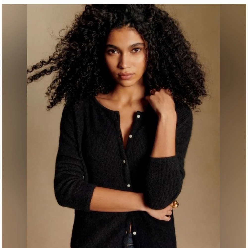 Sezane Gaspard Cardigan Black Alpaca Blend Button Front Sweater XS Minimal